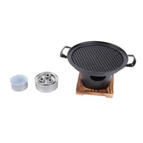 1 Piece Korean Smokeless Charcoal BBQ Grill, Aluminium Grill with Wood Base for Home Barbecues, V1189-LC-HW-00343
