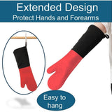 Extra Long Professional Silicone Oven Mitts with Quilted Liner, Durable Resistant Oven Gloves, V1369-AZ3-W-18843