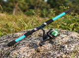 Luya rod 70.86in telescopic fishing rod without spinning wheel fishing set,green V1363-OS-20-GREEN