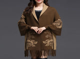Double-sided Jacquard Cheongsam Shawl, Color-Blocked Fringed Cape Design, Autumn/Winter Fashion & V1232-SMWJPJ004