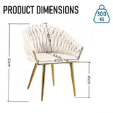SERENIT Ivory Modern Velvet Dining Chairs, Upholstered Living Room Chair with Woven Back and Golden V255-SE-GP1801-DC-IVORY