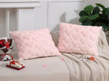 2-PCS Pink 45x45cm Heart Pattern Plush Pillow Cover with Insert Soft Textured Decorative Cushion V888-ELOSUNG43773