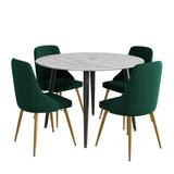 Velvet Elegance Dining Set V264-DNT-405-WHE-DNC-414V-GRN-4