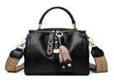 Black Vintage Look PU Leather Box Bag Stylish Top Handle Crossbody Tote Multi-Carry Bucket Bag V888-ELOSUNG46484