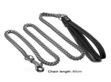 LGCASL Traction Leash Leather Strong Metal Stainless Pet Chain for Dog Black V1189-LWWAL-20260325-02687