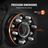 2" 6"x5.3" Wheel Spacers Wheel Adapters 6 Lug Forged Spacer 4 PCS Black V952-LSSFLP2YC6X5CPXDCV0
