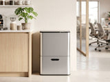 Cefito 63L Rubbish Bin 3 Compartment Stainless Steel Split Door Trash Can Silver RB-63L-3C-SI