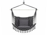 Gardeon Hammock Chair Camping Macrame Hanging Swing Cushions Metal Bar Grey HM-CHAIR-PLOW-MEL-GY