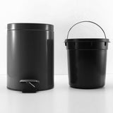 SOGA 2X Foot Pedal Stainless Steel Rubbish Recycling Garbage Waste Trash Bin Round 12L Black RUBBISHBINROUND12LBLACKX2