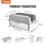 Cat Litter Box, 152 mm Deep, XL Extra Large Stainless Steel Cat Litter Box with Scoop, Wide V952-BKFSMSPBXGSLHVLT6V0