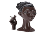 Head Scents Holder Funny Elegant Black Women Head Shaped Resin Home Office Desk Decor for Incense V1294-YM0901-3115260006811