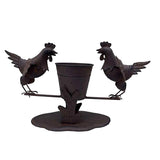 Rust Chooks w Planter On Base 26cm V637-03810CHK