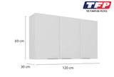 White Flat Pack DIY Steel Kitchen Wall Cabinet with 3 Doors 2 Shelves - Renova V1112-3500001960