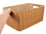 Rectangular Faux Rattan Storage Basket Khaki Narrow Space Saving Organizer for Home V1370-AZ4-14999