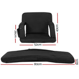 Artiss Lounge Sofa Bed With Armrest Heated Floor Recliner Futon Couch Folding Chair Cushion FLOOR-ARM-0600D-BK