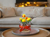 Yellow Elegant Crystal Tulip LED Night Light - Rechargeable Touch Lamp with 3 Colors & Dimming V888-ELOSUNG27062