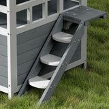 i.Pet Outdoor Cat Shelter 72cm x 72cm x 127cm Rabbit Hutch Wooden Condo Small Outdoor Cat PET-CH-R126-GR-AB