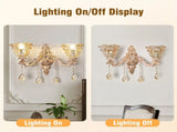 Rococo Gold Wall Sconce Floral Bedside Wall Lamp with Beveled Crystal Lighting for Hallway & Living V767-LT-X121