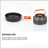 Portable Black Aluminum Camping Cookware Set with Pot, Pan, and Kettle for Outdoor Hiking and Travel V1192-AZ-W-23887