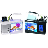 Multifunctional USB Mini Aquarium Fish Tank Aquarium with LED Lamp LCD Display Screen Clock Storage V1294-YM0716-10121417