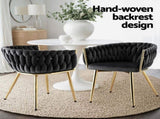 1 Set of 2 Artiss Dining Chairs Velvet Armchair Black UPHO-C-DIN-01-VEL-BKX2