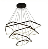 BAMDECOR AD2582/5 Modern LED Chandelier, Hexagonal Rings Ceiling Lighting Contemporary Chandeliers V255-BAM-AD2582-5-4681012-BLK