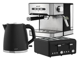 Pronti Breakfast Set with 1.6L Coffee Machine, Silver Noir Toaster & Kettle T02-1711-825