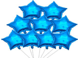 Blue Star Shape Foil Balloon, 10pcs Big Mylar Helium Balloons for Birthday Party Wedding Party V1370-AZ4-04666