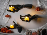 Halloween Decoration 3 pack Black Ghost Hands Decor with LED Candle, Life-sized Gothic Design, Screw V1366-AZ2-W-18291