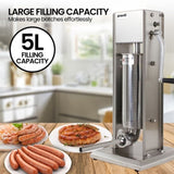 Pronti 5L Stainless Steel Vertical Sausage Stuffer SSG-STR-VTL-5L
