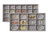 Large Velvet Jewelry Tray Display Drawer Inserts 2 Pack Stackable Jewelry Organizer for Earring V1107-107-85017-BEG1