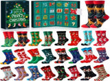 Advent 2025 Adult Men 24 Days of Christmas Cotton Socks US 7-13 Fun Christmas Sock Advent V1079-SOCKRED