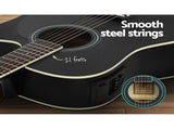 Alpha 41 Inch Acoustic Guitar Equaliser Electric Output Cutaway w/ Stand Black GUITAR-D-41-EQ-BK-CAPO