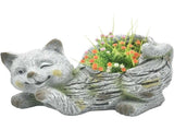 Winking Cat Planter w Hole Plug 35cm V637-49477CAT