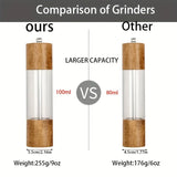 Retro wooden manual pepper grinder, large capacity, adjustable coarseness, ceramic core, no flavor V1385-HJYMJ-002