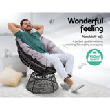 Gardeon Outdoor Lounge Setting Papasan Chair Wicker Table Garden Furniture Black ODF-PAPASAN-CHTB-BK