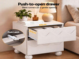 Artiss Bedside Table Nightstand 2 Drawers Storage Side Cabinet Beige FUR-AE-BS-WAVE-BG