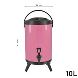 SOGA 10L Stainless Steel Insulated Milk Tea Barrel Hot and Cold Beverage Dispenser Container with VICDISPENSER10LPNK
