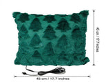 Christmas Tree Plush USB Heated Throw Pillow Festive Decorative Cushion with Adjustable V1341-ZY-MD528FPL-DARKGREEN