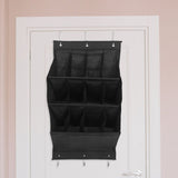Over The Door Shoe Organizer Black Polyester Fabric for Narrow Doors and Closet Storage V1366-AZ2-W-19609