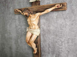 Crucifix Wall Cross,9.6in Resin Wall Art with INRI Sign,Distressed Wood Finish Catholic Home Altar V1369-AZ3-W-14700