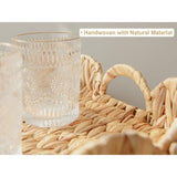 Handmade Wicker Edge Serving Tray, Rectangle Tray with Built-in Handles, Hand-Woven V1192-AZ-W-33957