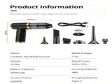 2000mAh wireless high suction dual-purpose car vacuum cleaner for suction and blowing V1363-AP-01