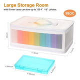 4x6 Inch Photo Storage Boxes Photo Case with Handle, 10 Inner Plastic Photo Keeper, Scrapbook V1192-AZ-W-17724