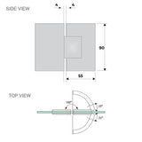 120cm Wall to Wall Frameless Shower Screen with Chrome Brackets and SS Hinges, Square Double Pull V63-855651