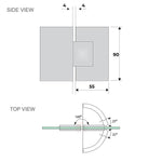 90cm Wall to Wall Frameless Shower Screen with Chrome Channel and SS Hinges , Square Double Pull V63-859761