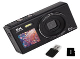 5K HD Dual Screen Digital Camera Point and Shoot Selfie Camera with LED Fill Light - Black V1263-JX-6753-1