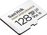 SANDISK HIGH ENDURANCE MICROSDHC CARD SQQNR 128G UHS-I C10 U3 V30 100MB/S R 40MB/S W SD ADAPTOR V28-FFCSAN128GSQQNR1