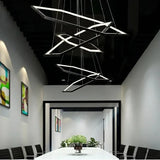 BAMDECOR AD2582/5 Modern LED Chandelier, Hexagonal Rings Ceiling Lighting Contemporary Chandeliers V255-BAM-AD2582-5-4681012-BLK