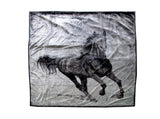 675gsm 2 Ply 3D Print Faux Mink Blanket Queen 200x240 cm Galloping Horse V442-BZO-BLANKET-6753DHORSE-SILVER-QS